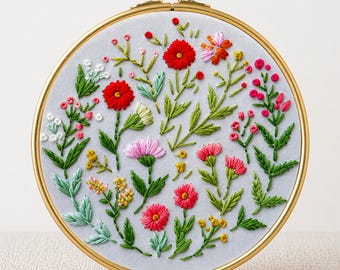 Wildflower Embroidery Pattern: Floral Hand Embroidery Art, relaxing craft (PDF)