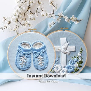 Personalized Boys Baptism Embroidery Design, PDF Pattern, Cross and Subtle Details, Christening Gift, Instant Digital Download, digital file