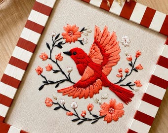 Phoenix Bird Embroidery Pattern PDF Digital Download Firebird Hoop Art Beginner Friendly Blossom Wall Art Printable Template Needlework