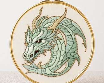 Dragon Embroidery Pattern, Fantasy Wyvern Design, Craft Idea (PDF Pattern)