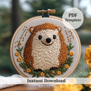 Hedgehog Hand Embroidery Pattern, Hedgehog Embroidery Design, Kids Decor Embroidery Pattern, Fun Embroidery Pattern, Adorable Hedgehog Art