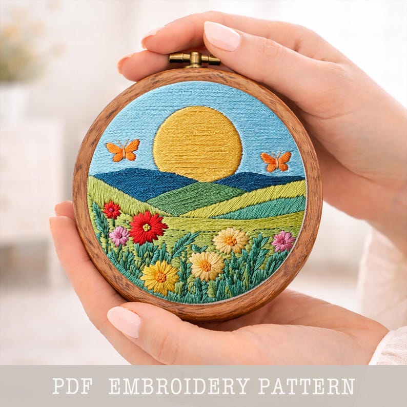 Nature Walk Embroidery Design: Landscape Hoop Art (PDF Pattern) - Etsy