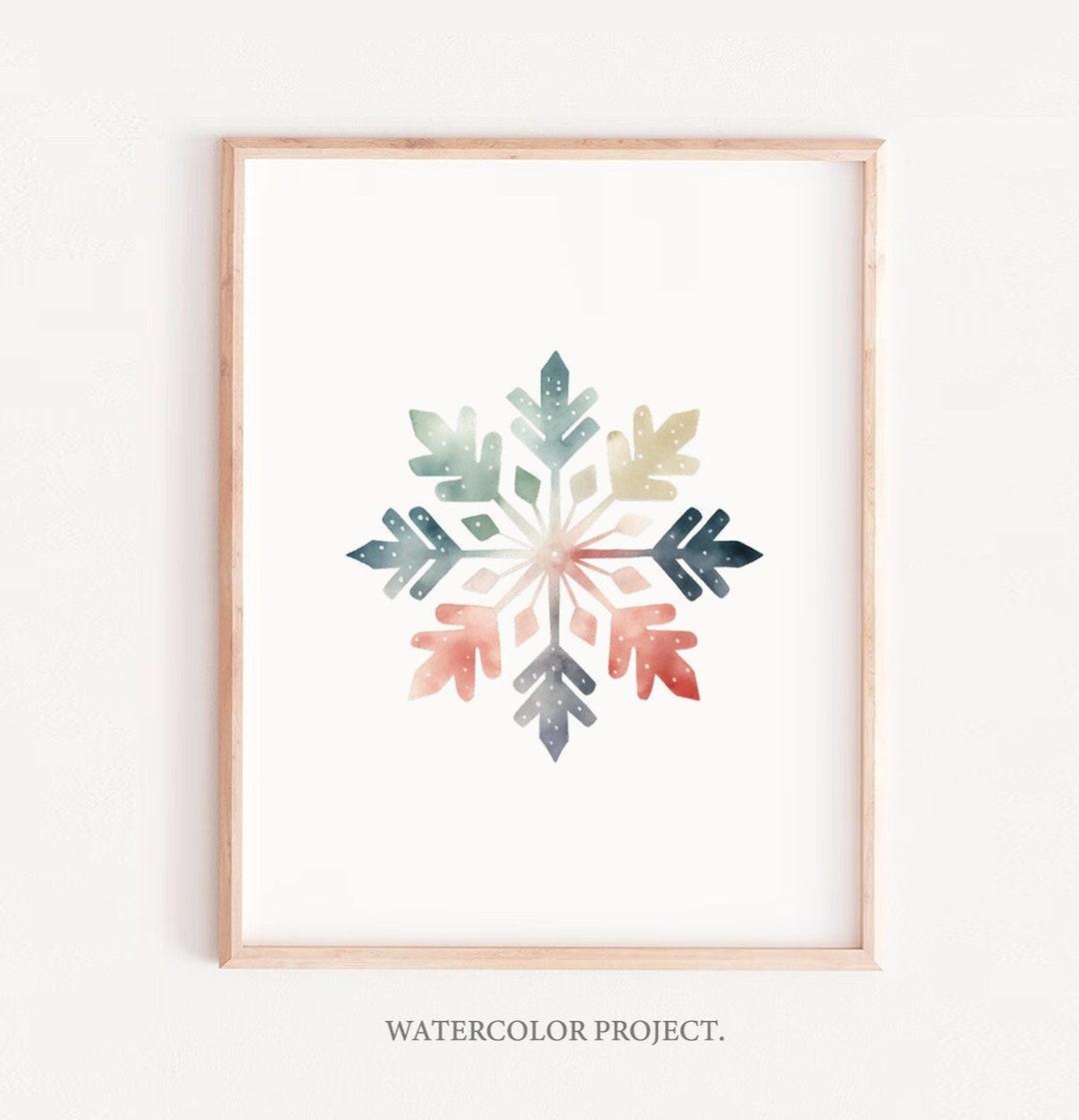Snowflake Wall Art Printable, Winter Wonderland Picture Instant