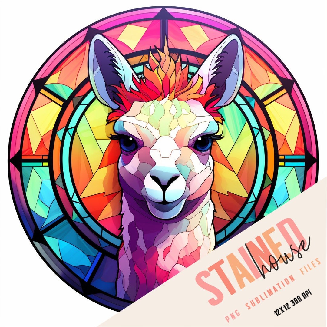 Llama Stained Glass Sublimation Stained Glass Pattern Etsy