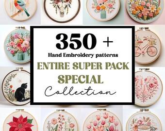 WHOLE SHOP BUNDLE!! 290+ Embroidery Patterns, All Current And Future Designs, Mega Discount, Lifetime Access, Hand Embroidery Bundle Deal