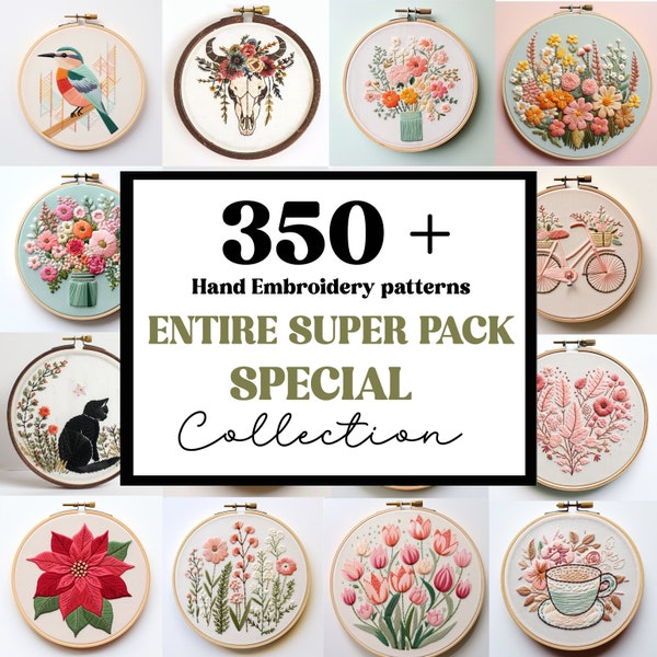 WHOLE SHOP BUNDLE!! 290+ Embroidery Patterns, All Current And Future Designs, Mega Discount, Lifetime Access, Hand Embroidery Bundle Deal