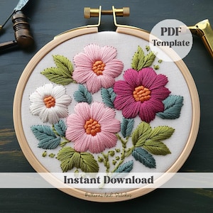 PDF Embroidery Pattern, Digital Embroidery PDF Wildflowers Embroidery, Digital Download, Printable pattern, DIY Embroidery, Hand Embroidery
