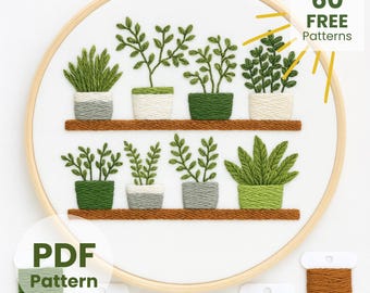 Houseplant Shelf Embroidery Pattern: Indoor Garden Design (PDF)