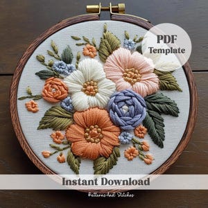 Floral Embroidery pattern, PDF pattern, hand embroidery, exclusive design, instant download, DIY crafts, textile art, DIY Embroidery Design