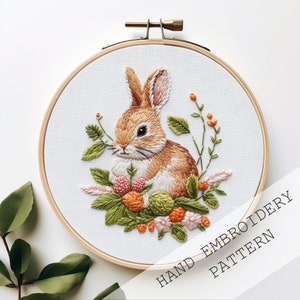 Easter Bunny Hand Embroidery PDF, Modern rabbit, Easter embroidery, Easter Bunny embroidery, DIY Easter Decor, Cute Bunny Embroidery Pattern