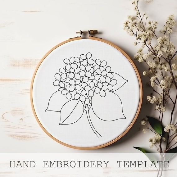 Hydrangea Flower Embroidery, Hand Embroidery, Floral Flower