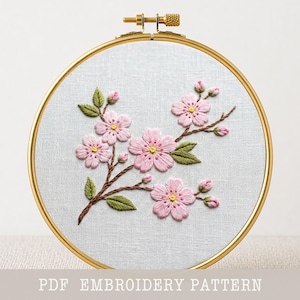Patrón de bordado de flor de cerezo: Diseño floral Sakura (PDF)