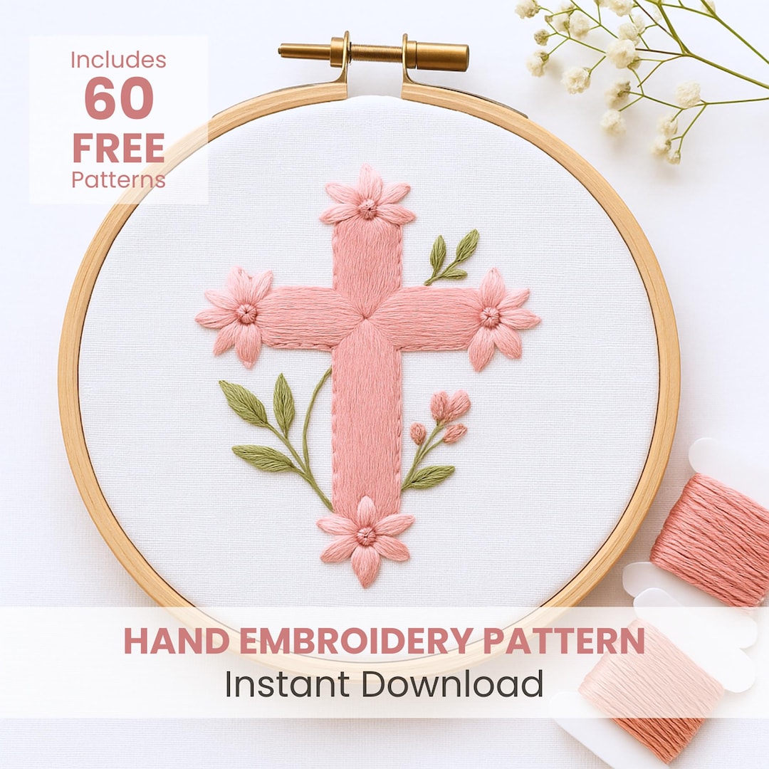 Baptism Cross Embroidery Pattern for Girls: DIY Christening Gift, PDF File  (instant Download) - Etsy, image size:1080x1080