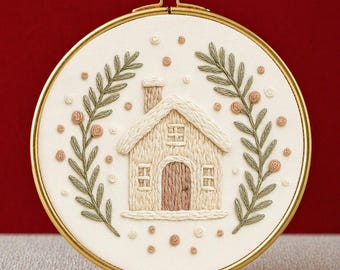Cozy Home Christmas Embroidery Template: Floral Ornament Pattern, instant download (PDF template)