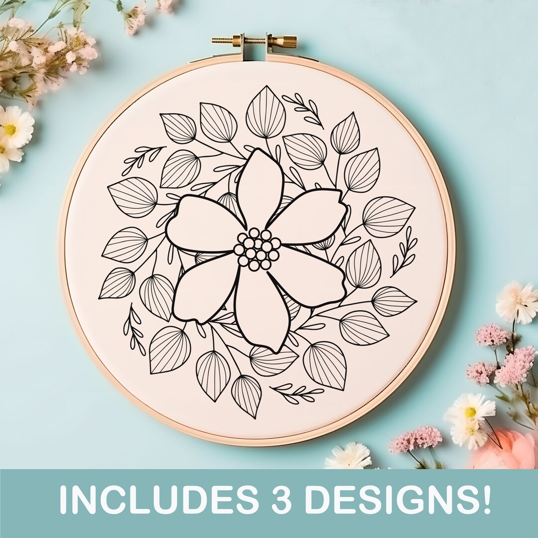 Flower Circle Embroidery Pattern Instant Download Easy Hand Etsy