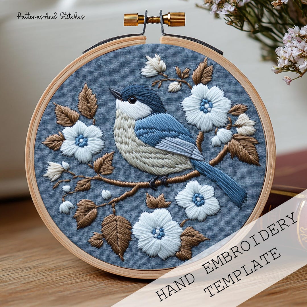 Fresh Style Embroidery Flower and Birds PatternBag Flowers and Bird Embroidery Bag Kit for Beginners, Floral  main image 4