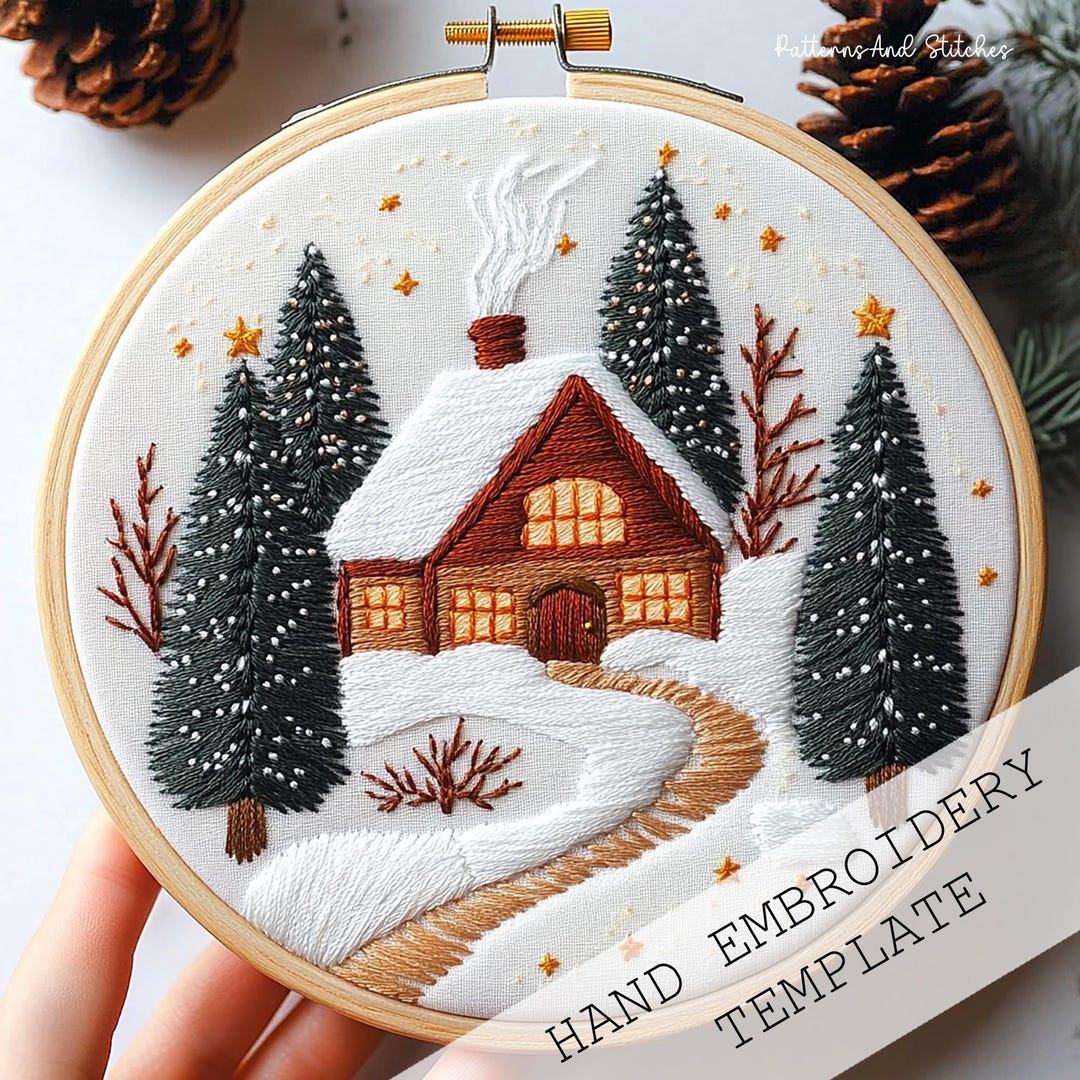 Christmas Hand Embroidery, PDF Template, Digital Stitching File, Winter ...