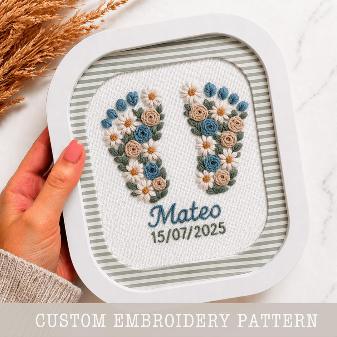 Personalized Floral Name Embroidery Pattern PDF, Custom Name Hoop ...