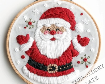 Santa Embroidery template, CHRISTMAS ornament, Noel Hoop Art , Embroidery Pattern, Winter embroidery pattern, DIY Christmas decor, hoop art