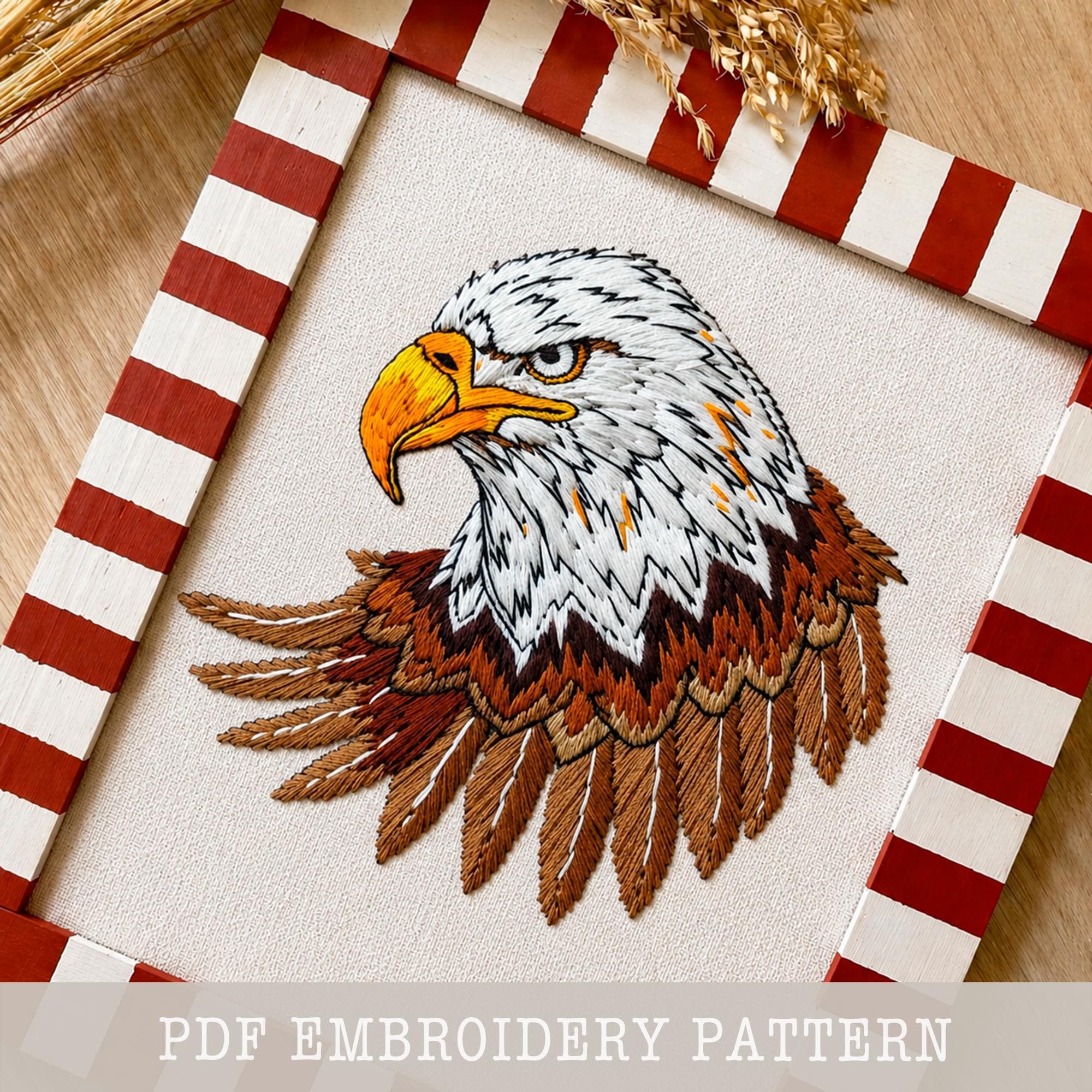 American Eagle Embroidery Pattern: Beginner Friendly Bird Design