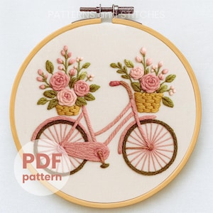 Frühling Stickmuster, Fahrrad Stickerei, Floral Fahrrad Stickerei, Blumenmuster, Fahrrad Stickerei, Florist Fahrrad Stickmuster pdf