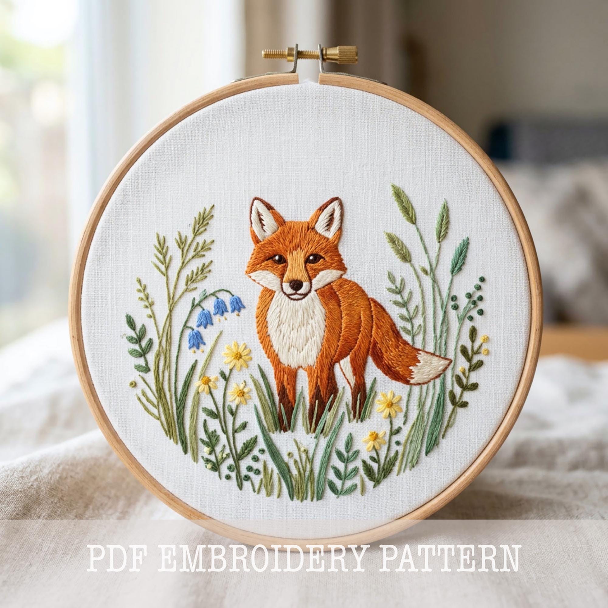 Fox Embroidery Pattern Pdf Pattern Printable Woodland Etsy