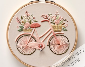 Frühling Stickmuster, Fahrrad Stickerei, Floral Fahrrad Stickerei, Blumenmuster, Fahrrad Stickerei, Florist Fahrrad Stickmuster pdf