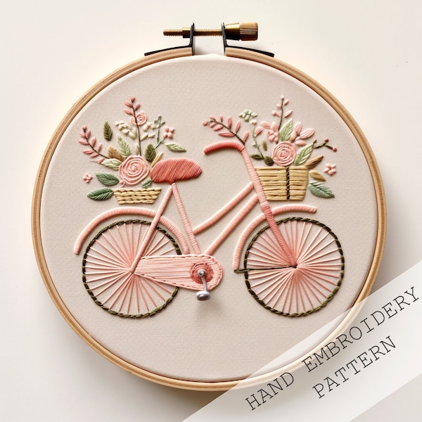 Spring Embroidery Pattern, Bicycle Embroidery, Floral Bike Embroidery, Flower Pattern, Bike Embroidery, Florist bike Embroidery Pattern pdf