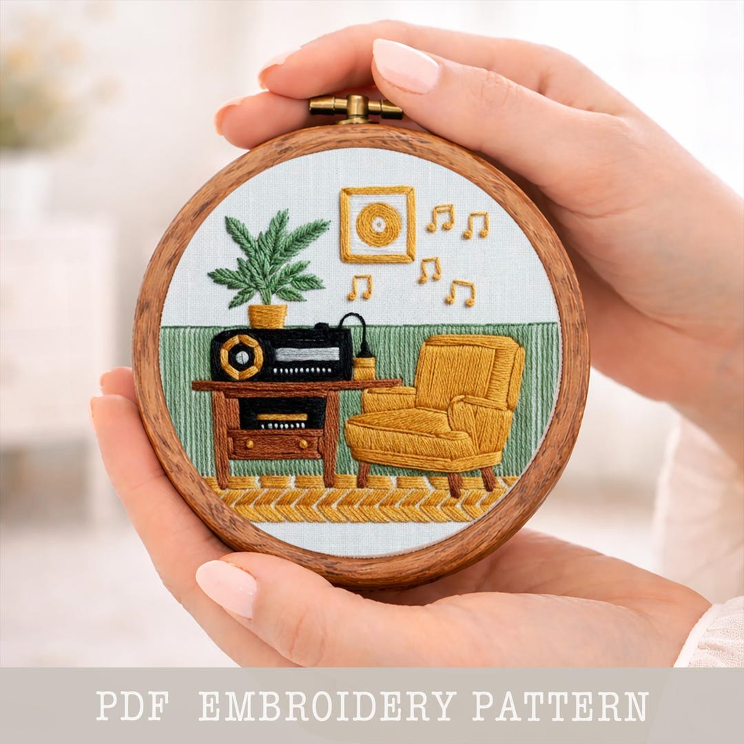 Embriodry Instruments Music Room Embroidery Pattern: Cozy Instrument Scene (PDF Pattern) - Etsy