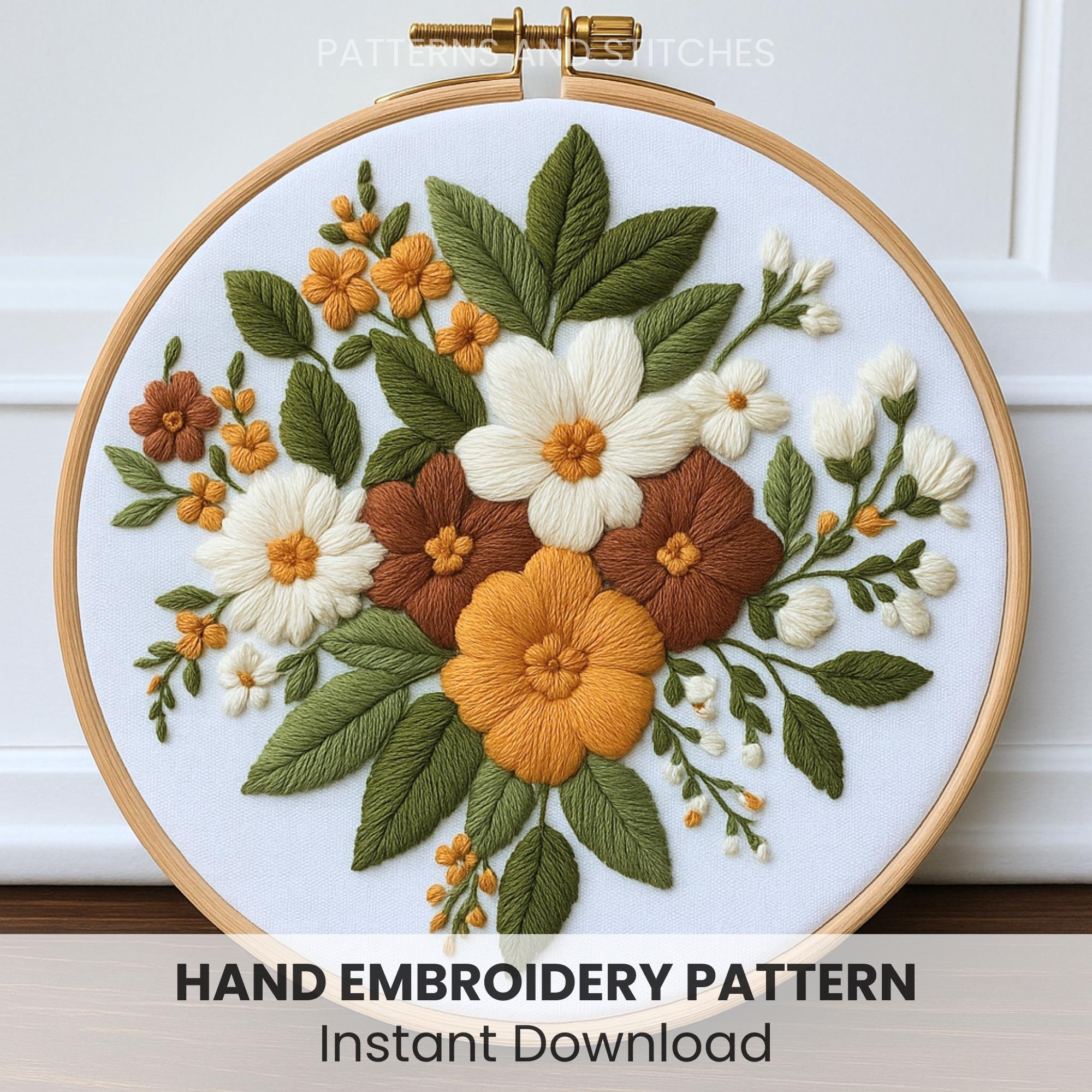 Boho Floral Embroidery Pattern PDF Instant Download Beginner Friendly ...
