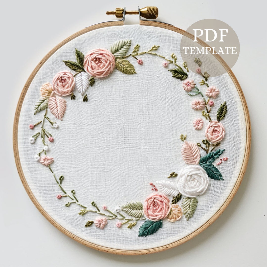 Wedding Wreath Flower Wreath Embroidery Flower Template Hand