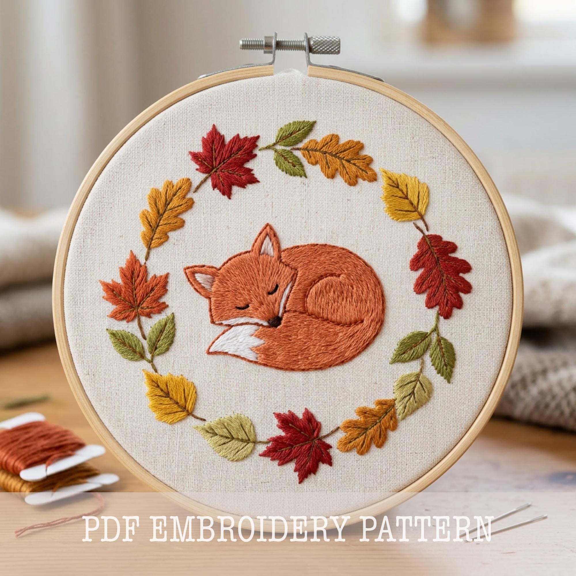 Floral Fox Hand Embroidery Pattern: Woodland Design (digital PDF File ...