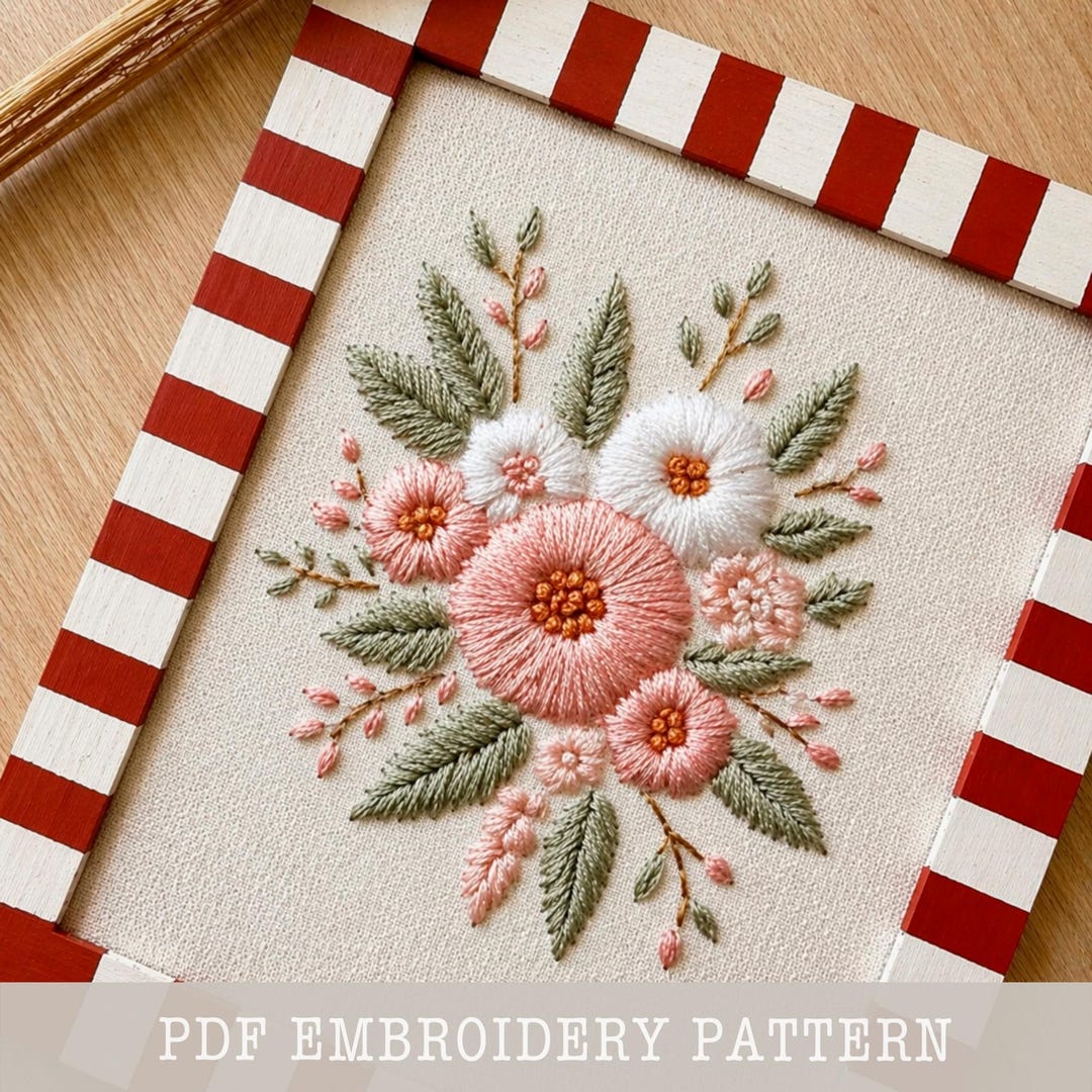 Floral Embroidery Pattern PDF Digital Download Flower Hoop Art Beginner ...