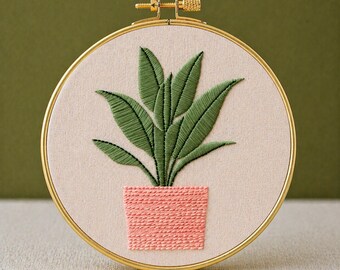 Plant Embroidery Art: Botanical Stitch Pattern, modern craft (PDF Pattern)