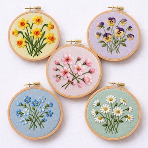 Collectie handborduurpatronen bloemen, miniset (pdf-patroon)