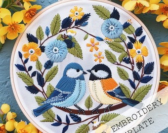 IVAB7241 Cutest Blue Bird Romance Vintage Embroidery Transfer PDF