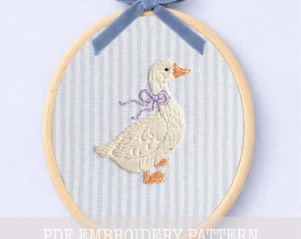 Goose Embroidery Pattern PDF Digital Download Farm Bird Hoop Art Hand Embroidery Beginner Friendly White Goose Wall Art