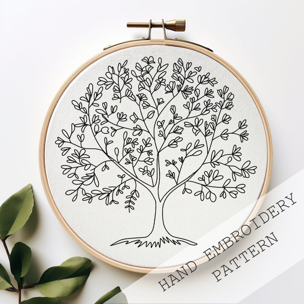 Tree of Life Embroidery Pattern Download PDF, Botanical Embroidery ...