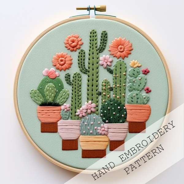 Succulent Hand Embroidery • Boho Botanical• DIY Floral Theme • Thoughtful Handmade Gift for Plant lovers • Minimalist Aesthetic • Boho decor
