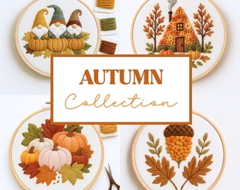 Autumn Embroidery Pattern Bundle: Hand-Sketched Designs (PDF Download)