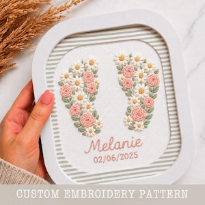 Patrón PDF de bordado a mano con nombre personalizado, decoración para guardería, regalo para baby shower, pasatiempos de la abuela