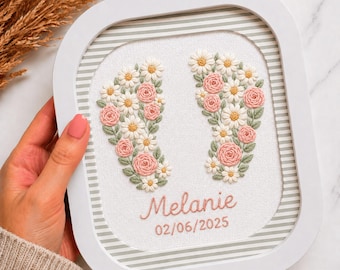 Custom name hand embroidery pdf pattern nursery decor baby shower gift grandma hobbies