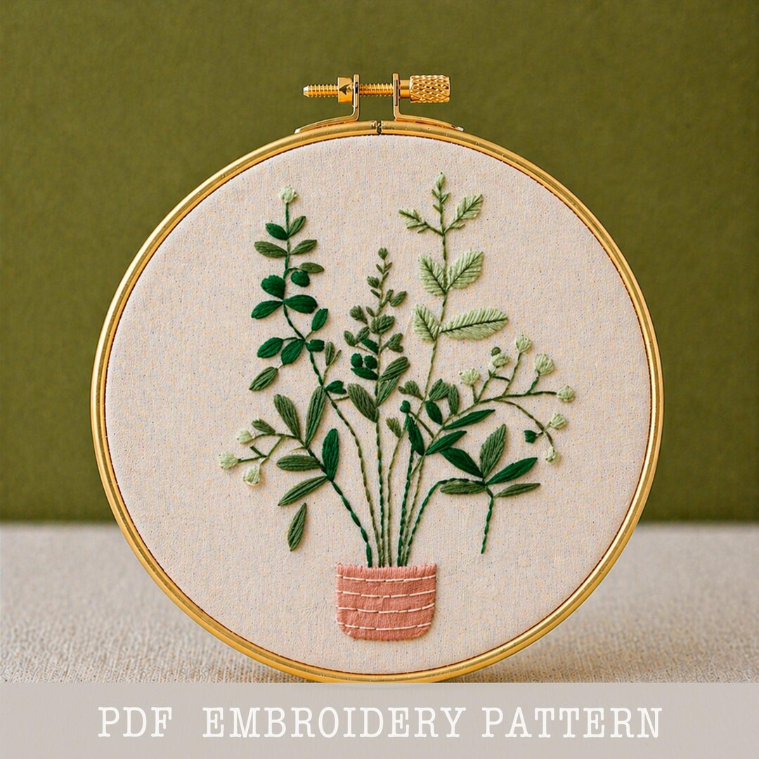 植物の刺繍アート 植物刺繍パターン、植物愛好家へのギフト（PDFパターン） - Etsy 日本
