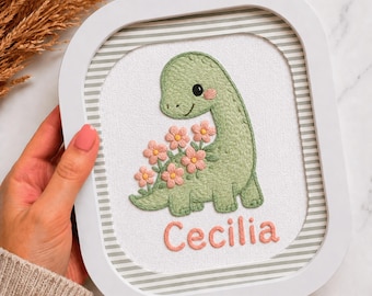 Dinosaur Nursery Decor PDF Pattern, Name Embroidery Pattern, Beginner Embroidery, Modern Personalized Name Hoop Pattern, grandma hobbies