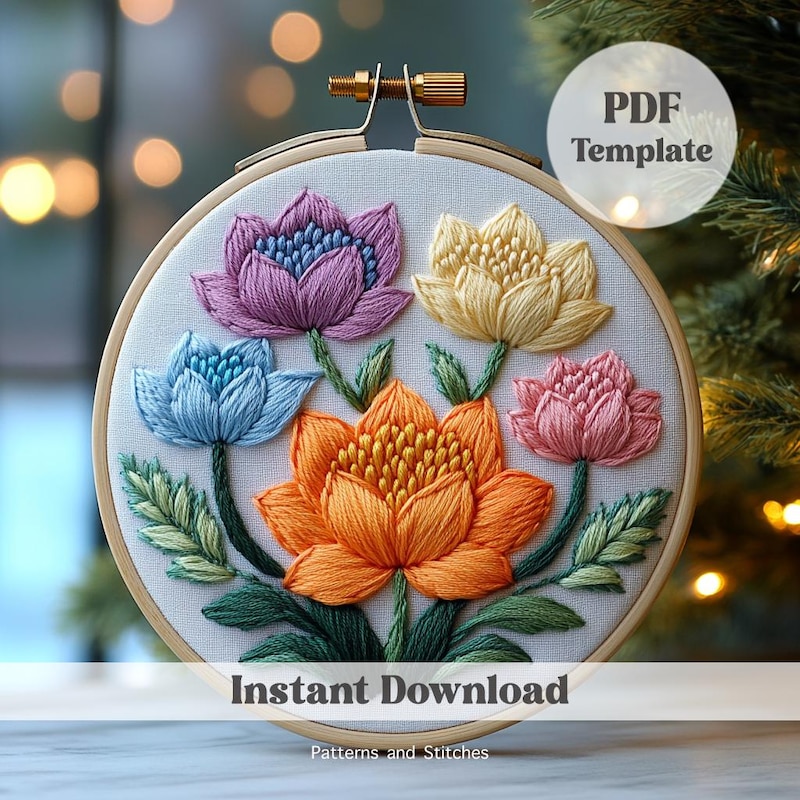 Lotus hand embroidered diary