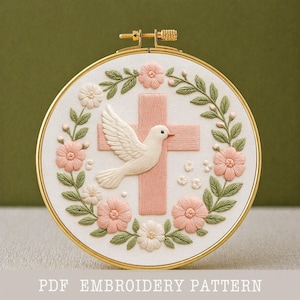 Hand Embroidery Baptism Pattern: Baby Girl/Boy Needlework Designs, PDF Digital file (Instant Download)