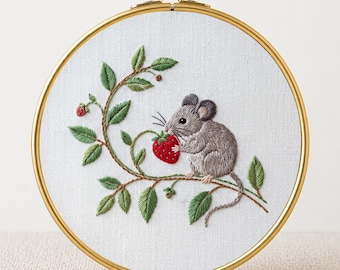 Little Mouse Embroidery Pattern: DIY Needlework Design, handmade art (PDF Pattern)