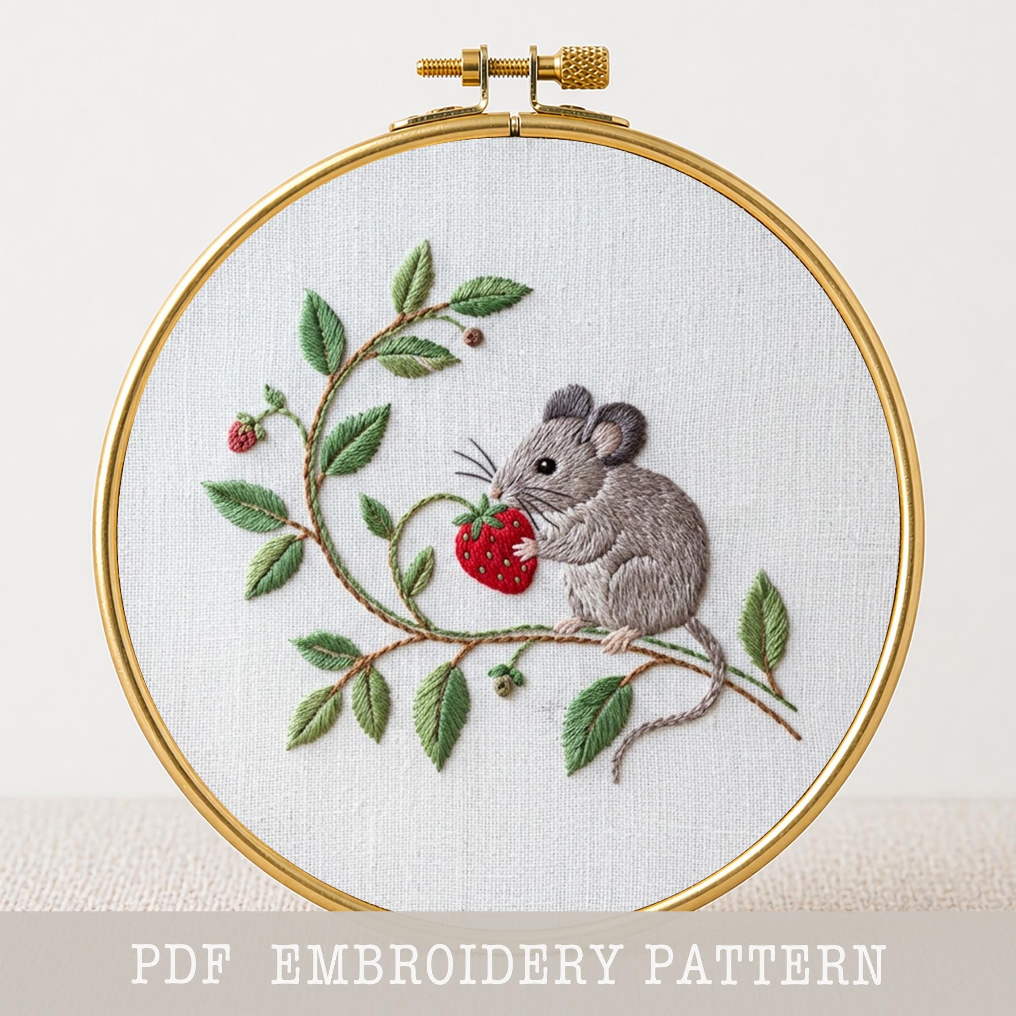 Little Mouse Embroidery Pattern: DIY Needlework Design, Handmade Art ...