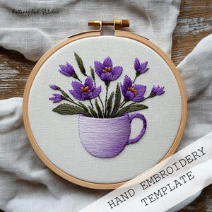 Spring Craft Gift Idea Purple Crocus Mug Embroidery Pattern Mother Day Present Handmade Birthday Gift Lavender Lover Keepsake Thoughtful Artisan Present Tea Lover Craft Surprise Housewarming Handmade Gift Bridal Shower Activity Hen Party Craft Friendship Gift Printable Instant Download Teacher Appreciation Present Cozy Hobby Gift Slow Living Craft Present Spring Season Project Botanical Purple Gift Cottagecore Aesthetic Present Violet Lavender Keepsake DIY Affordable Gift Craft Night