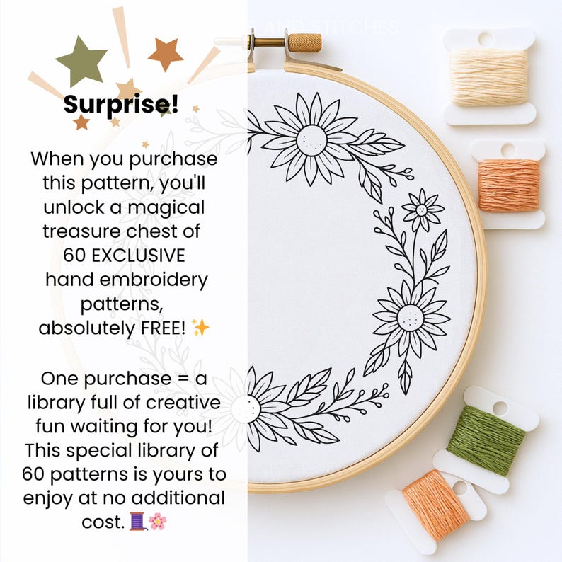 Beginner Friendly Embroidery Pattern Sunflower Lover Gift Craft Enthusiast PDF Download Nature Inspired Needlework DIY Floral Design Botanical Embroidery Beginner Project Sunflower Fan Handmade Gift Garden Lover Needlework Tutorial Sunflower Wreath Motif Farmhouse Style Craft Enthusiast Hand Stitching Beginner Yellow Flower Design Botanical Art Lover DIY Hoop Art Eucalyptus Vine Pattern Handmade Creation Summer Craft Gift Idea Green Leaf Yellow Sunflower Cluster Cheerful Decor
